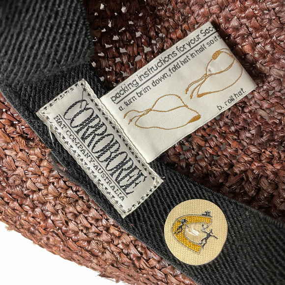 Corroboree Straw Hat Brown Tie Braided Bow Australian Packable One Size - Picture 8 of 8